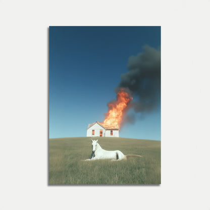 Cartel de Casa Blanca en Llamas de Caballo