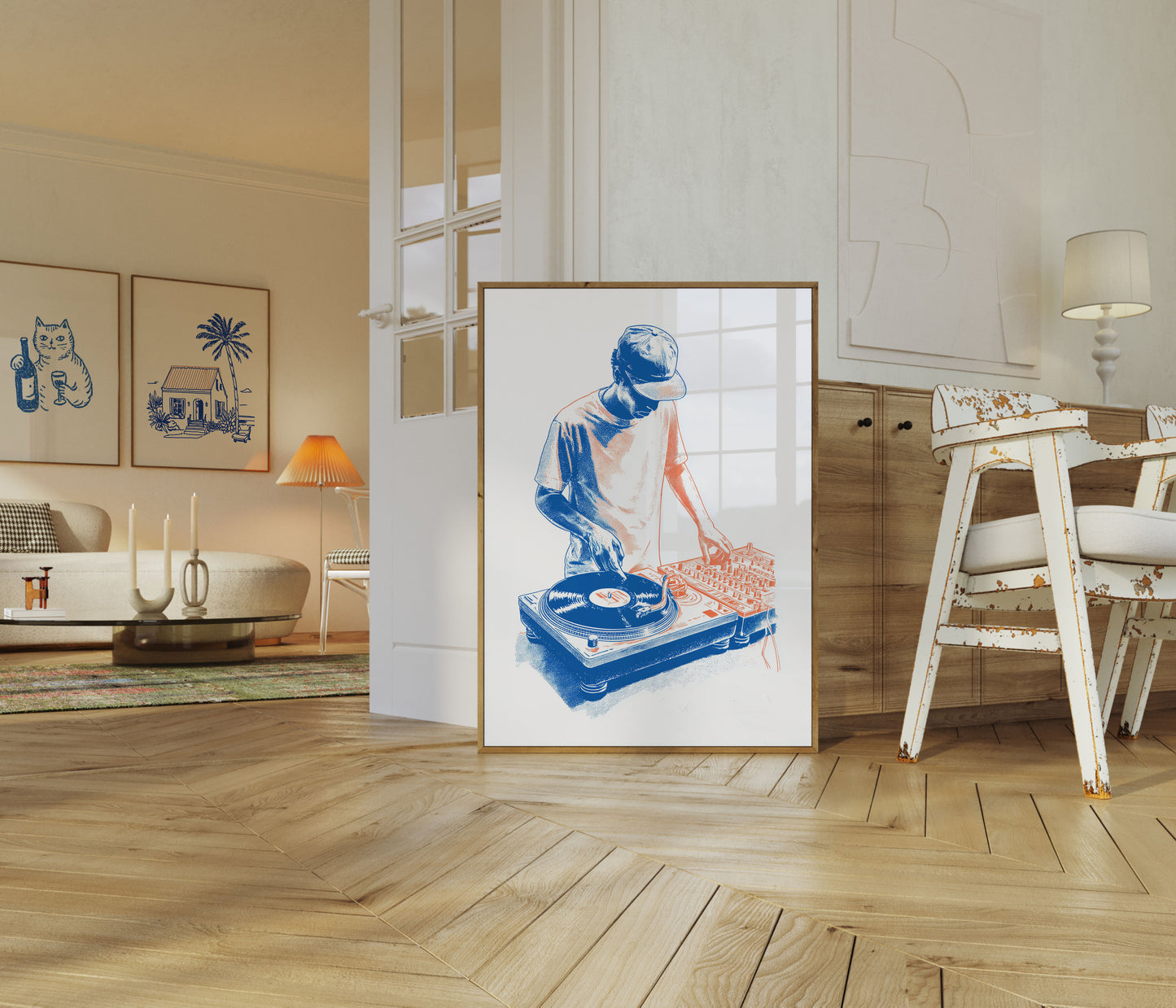 Retro DJ Turntable Art Poster