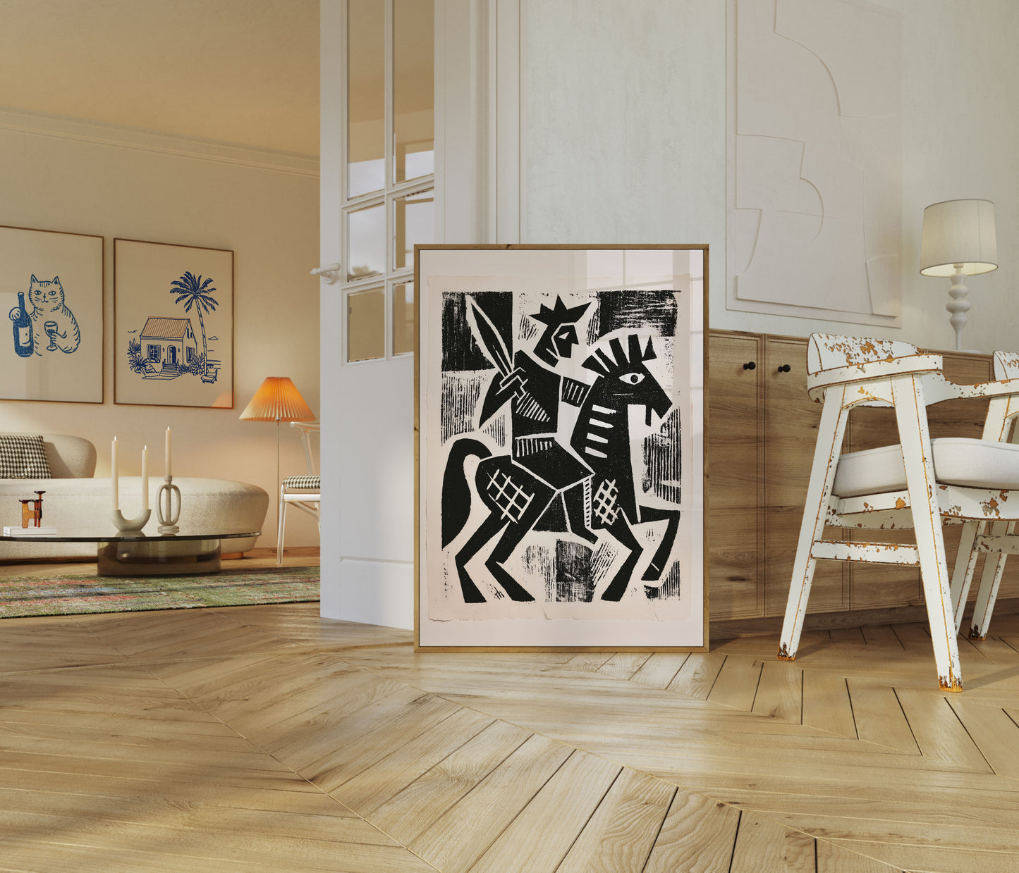 Cubist Warrior Horse Poster