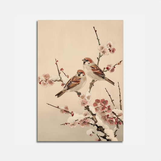 Vogels Tussen Kersenbloesems Poster