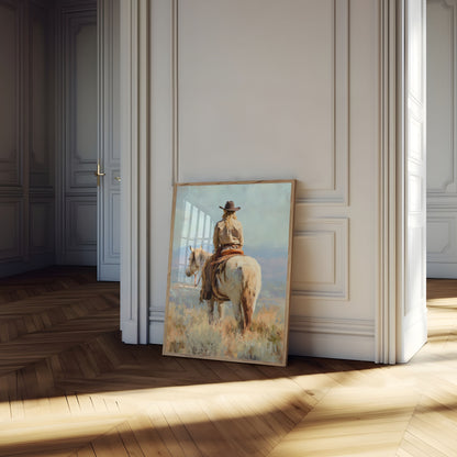 Lone Rider Western Landscape Poster