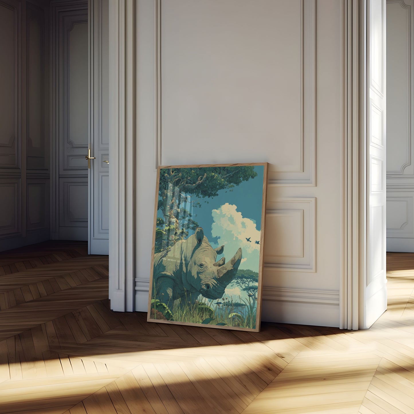 Majestic Rhinoceros Wildlife Poster