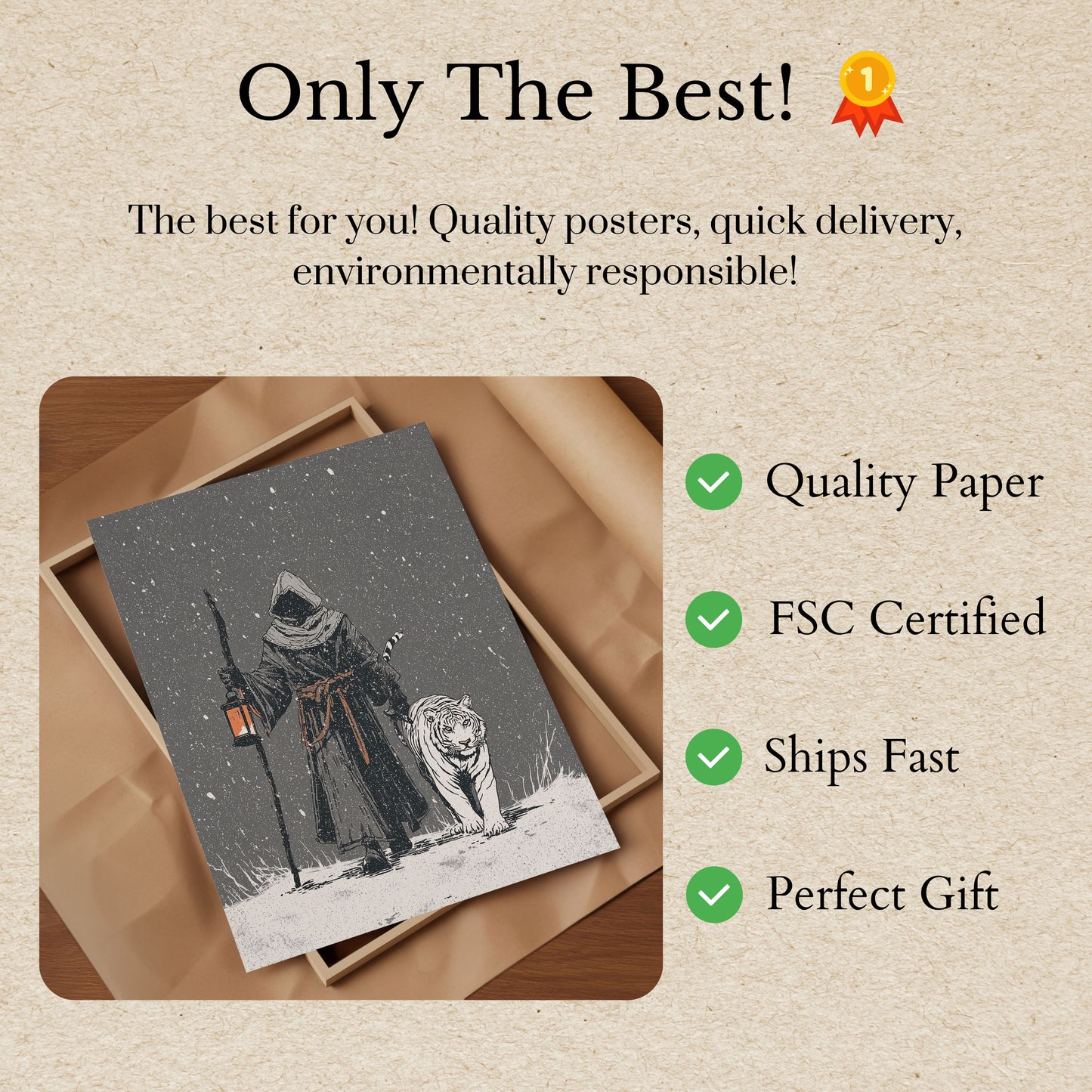 Winter Warrior with Tiger Poster