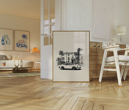 Classic Porsche Vintage Sketch Poster