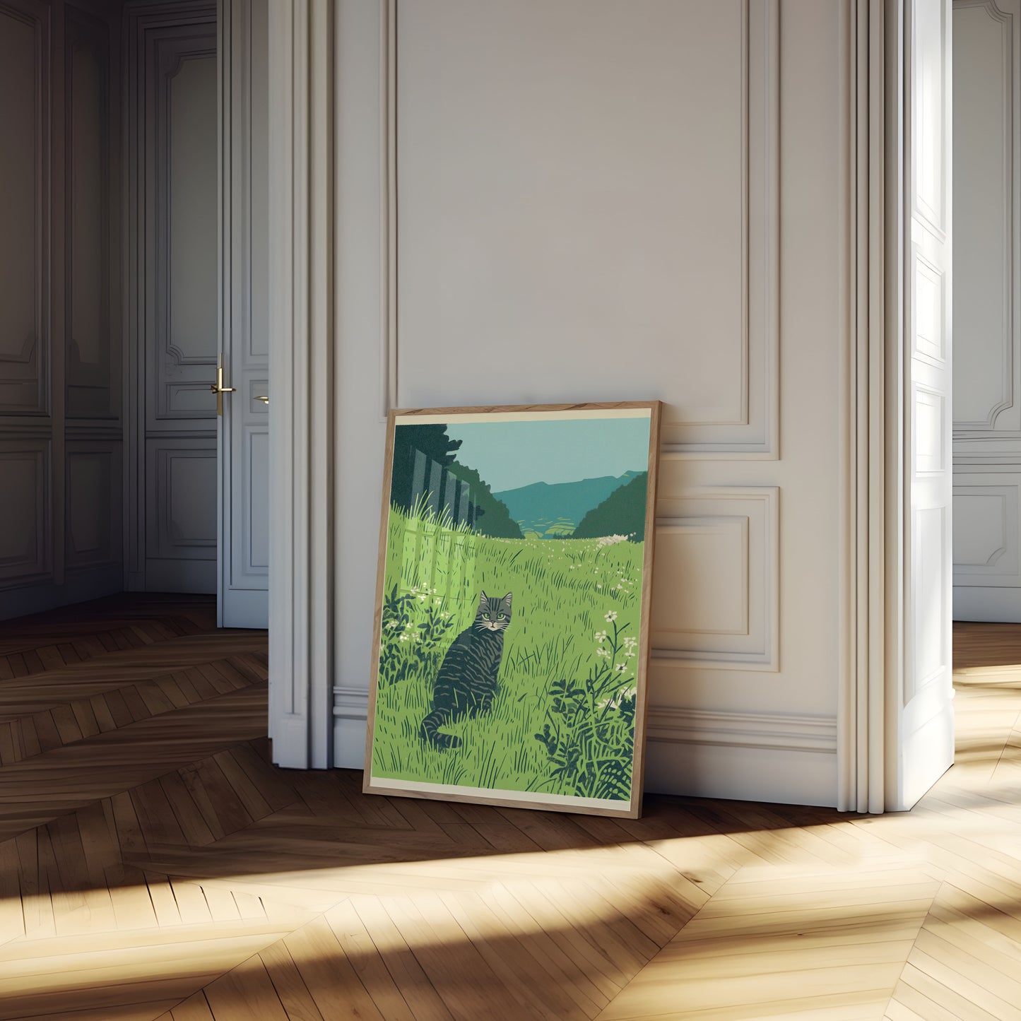 Mountain Meadow Cat Poster