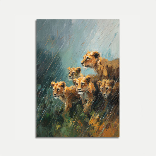 Lion Pride in the Rain Poster