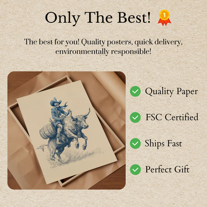 Skelett Cowboy Bullenreiter Poster