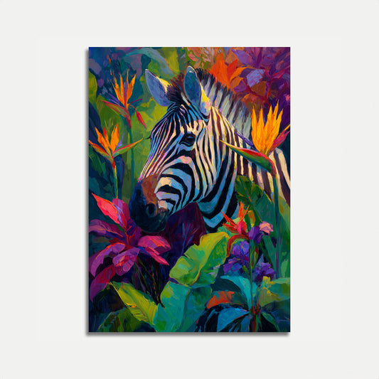 Colorful Zebra Botanical Poster
