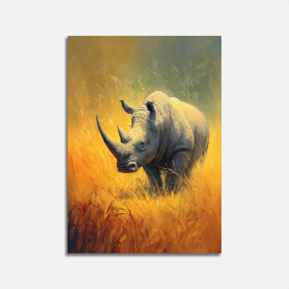 Golden Savanna Rhino Poster