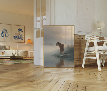 Misty Tiger Reflection Poster