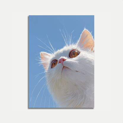 Fluffy White Cat Portrait Poster