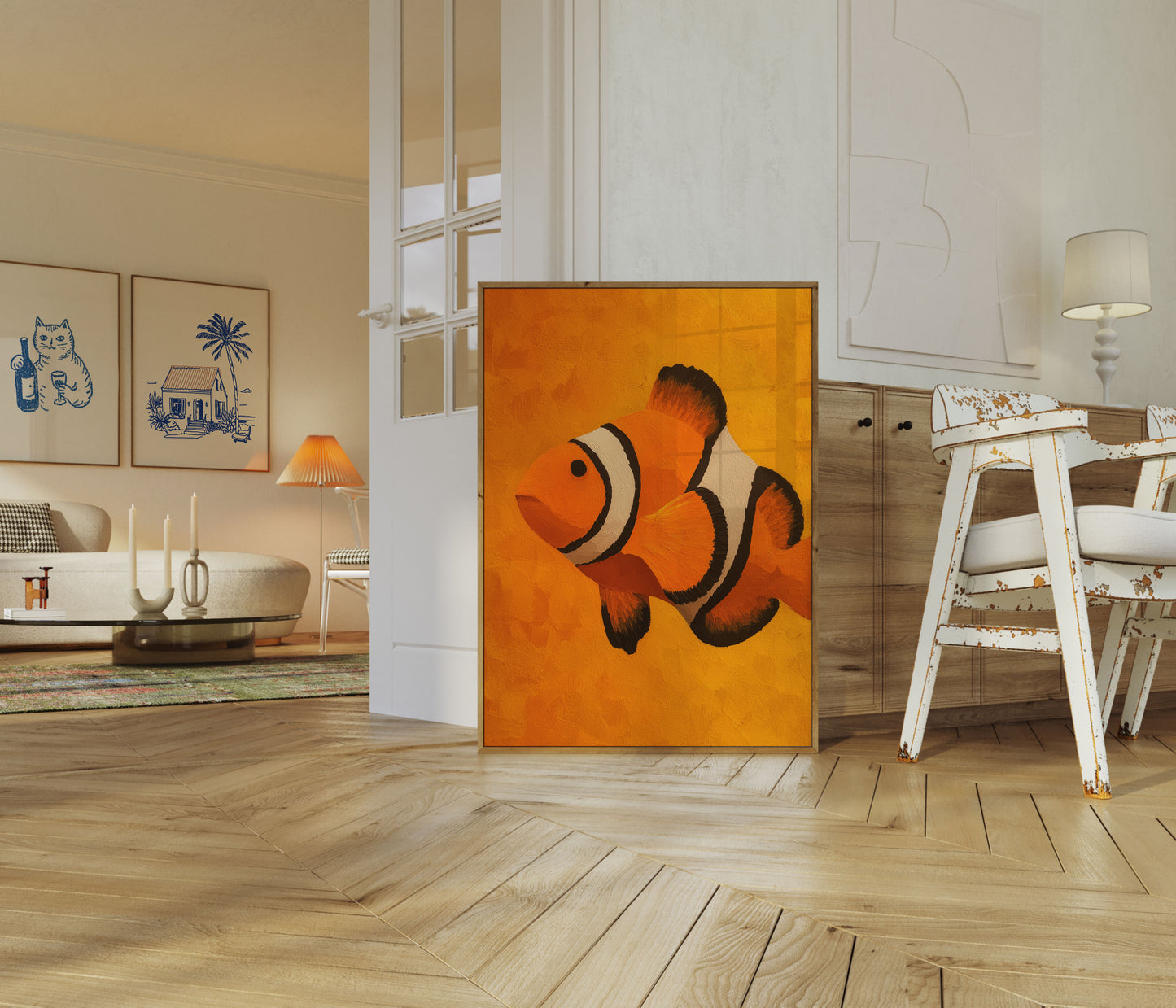 Clownfish Ocean Splash Poster