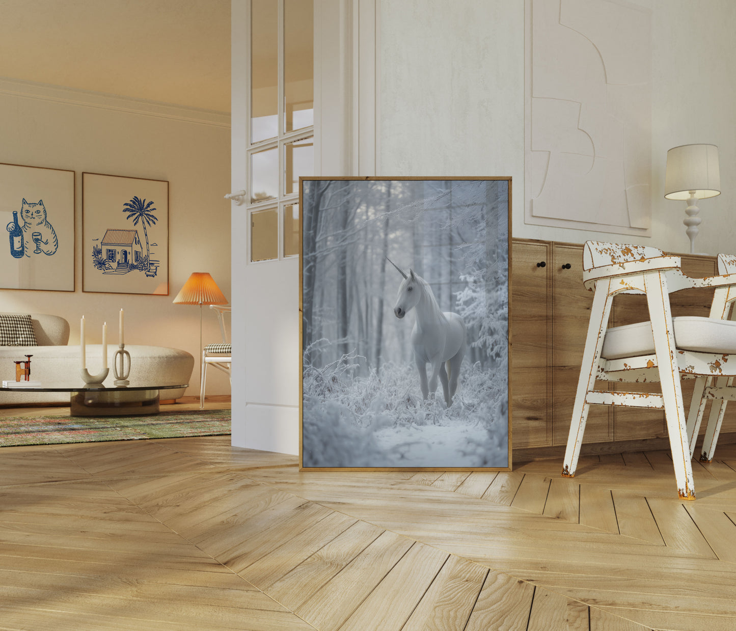 Poster della Foresta dell'Unicorno Invernale