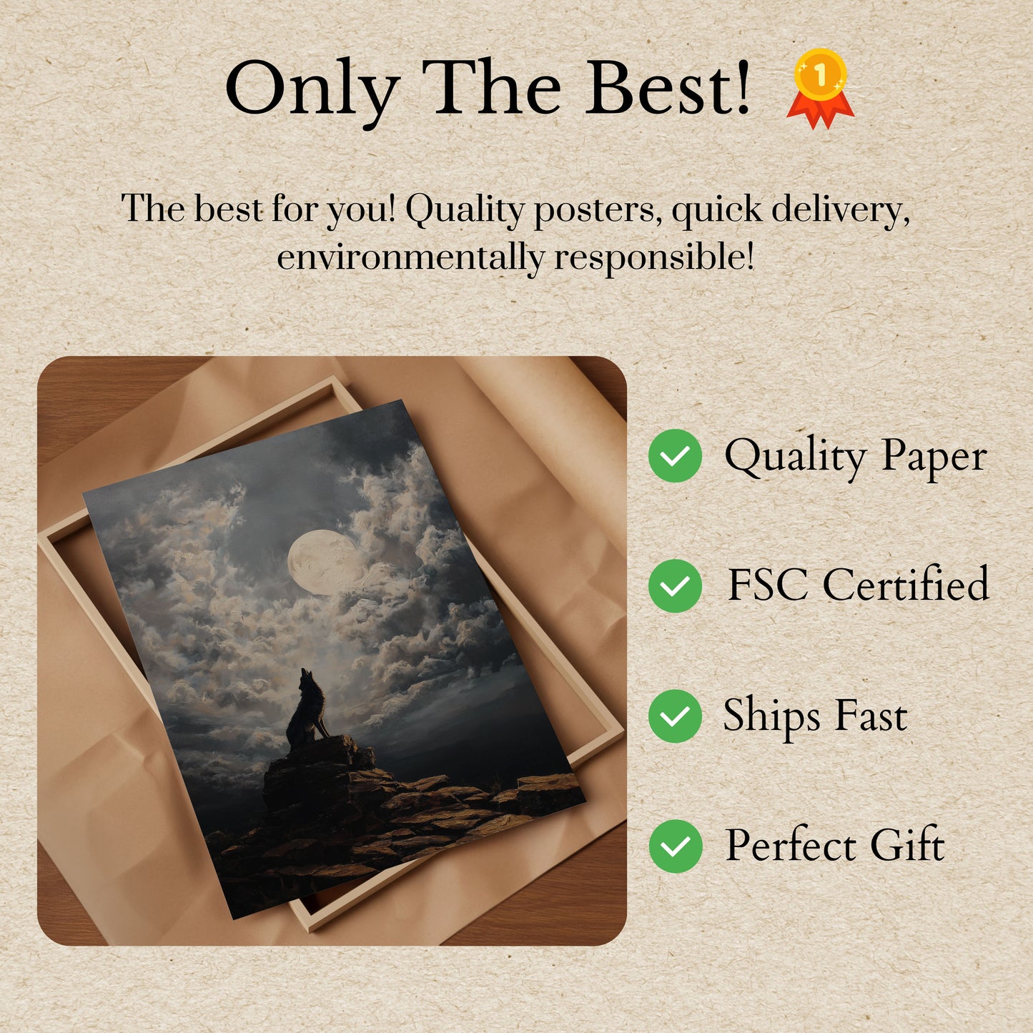 Moonlit Wolf Wilderness Poster