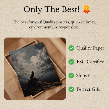 Moonlit Wolf Wilderness Poster