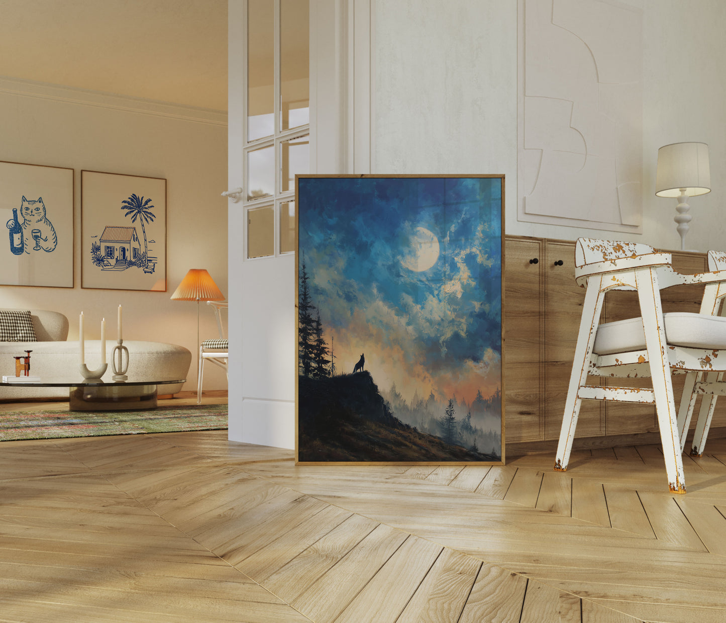 Moonlit Wolf Wilderness Poster