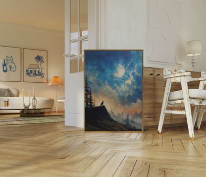 Moonlit Wolf Wilderness Poster