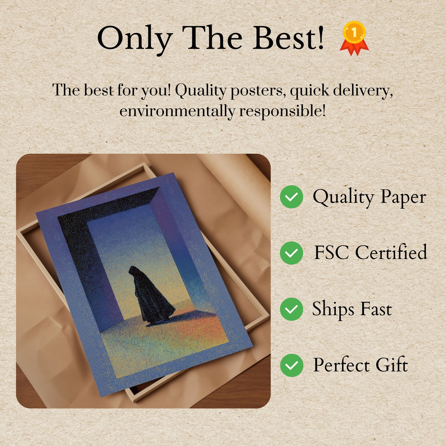 Cartel de la Puerta del Desierto con Figura Solitaria