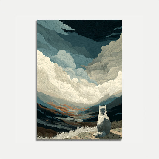 Mountain Cat Watching Clouds Poster
