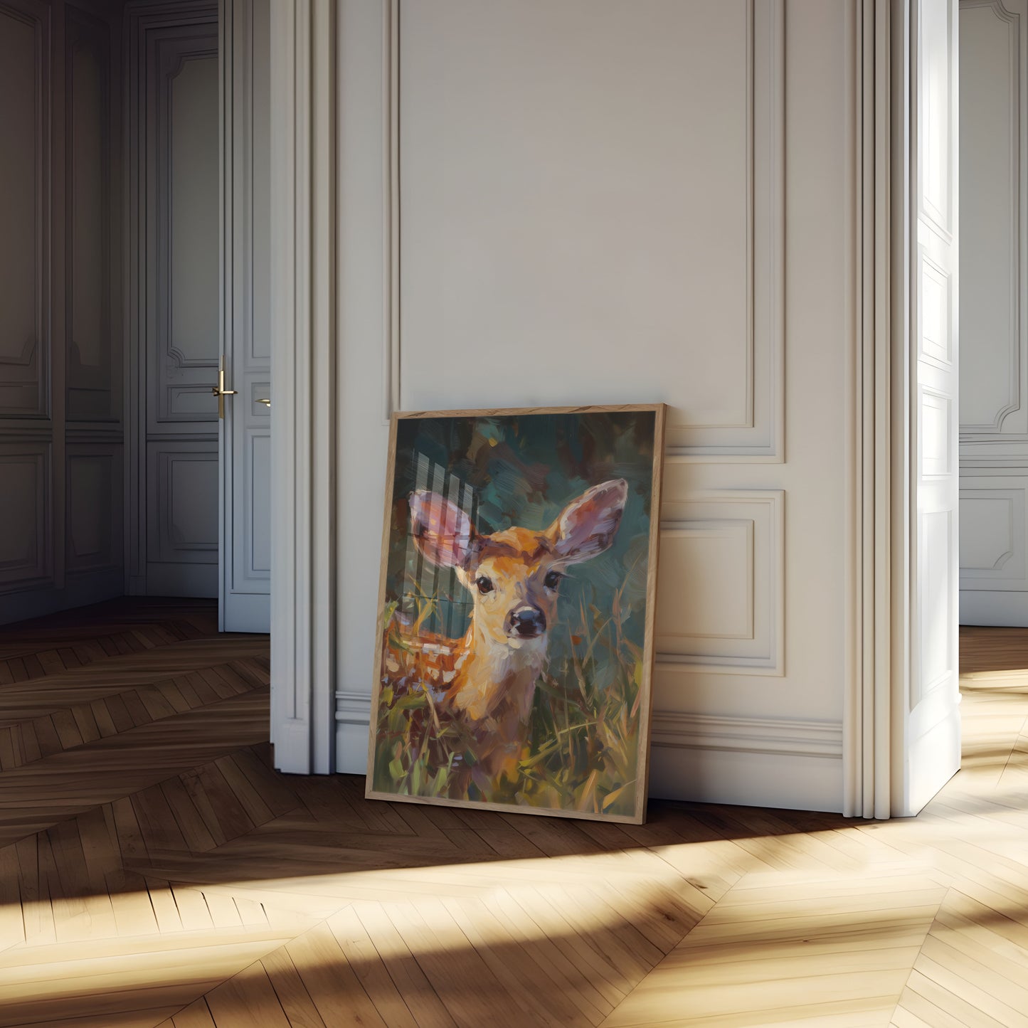 Cervo Gentile tra i Fiori Selvatici Poster