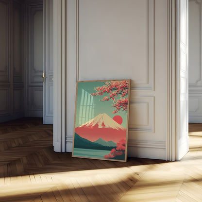 Fuji Cherry Blossom Landscape Poster