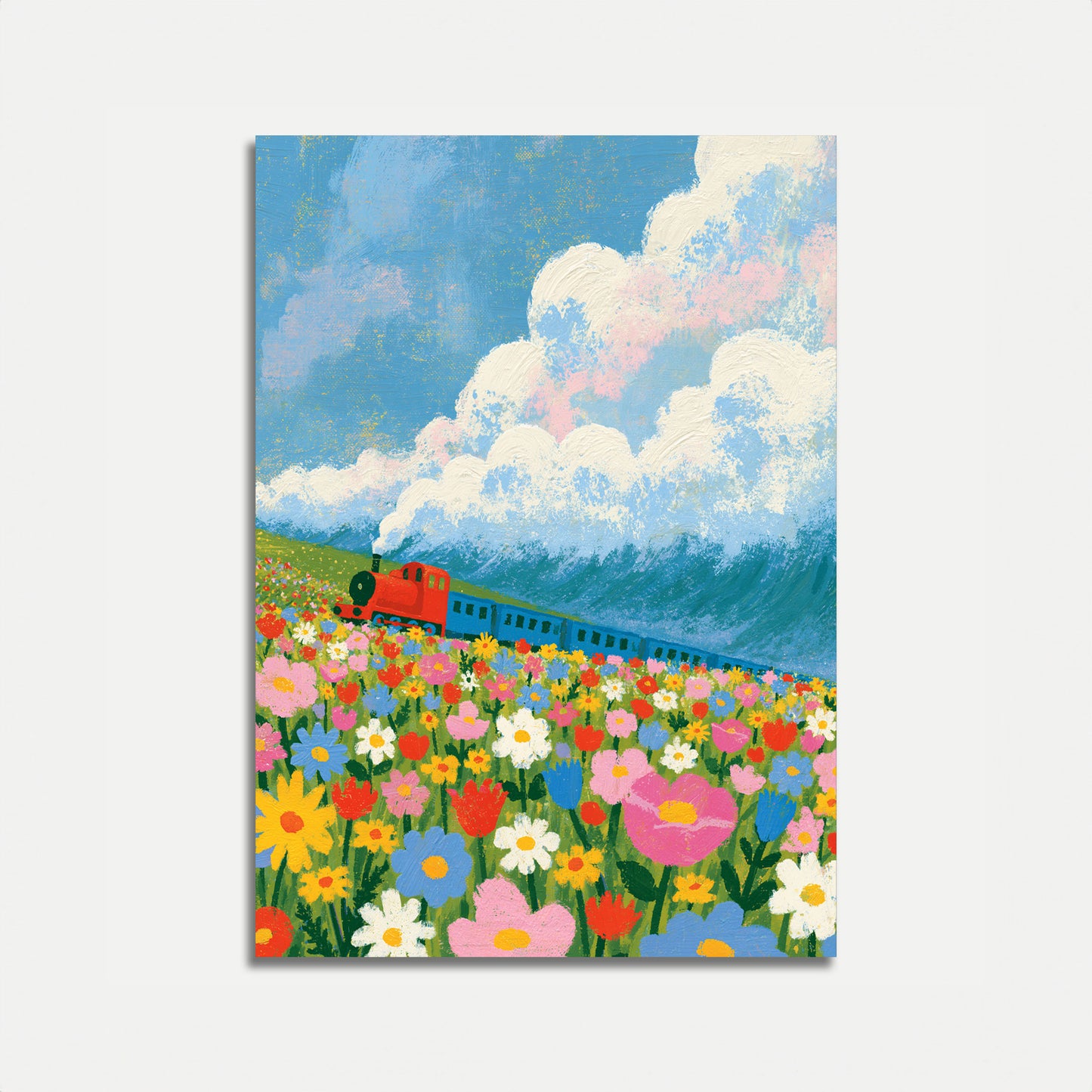 Train Through Wildflower Fields Poster