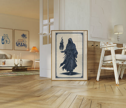 Mystical Wizard with Flame Poster