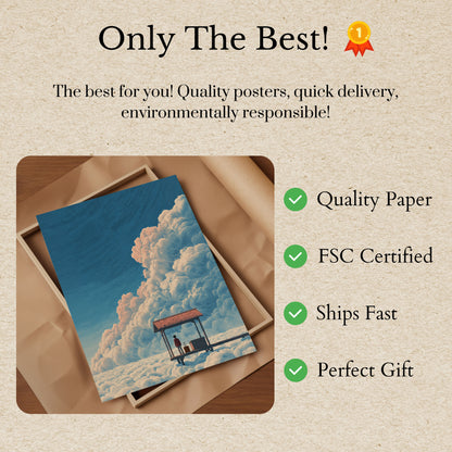 Póster Esperando sobre las nubes