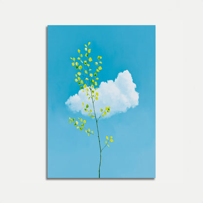 Gelbe Birke Wolken-Poster