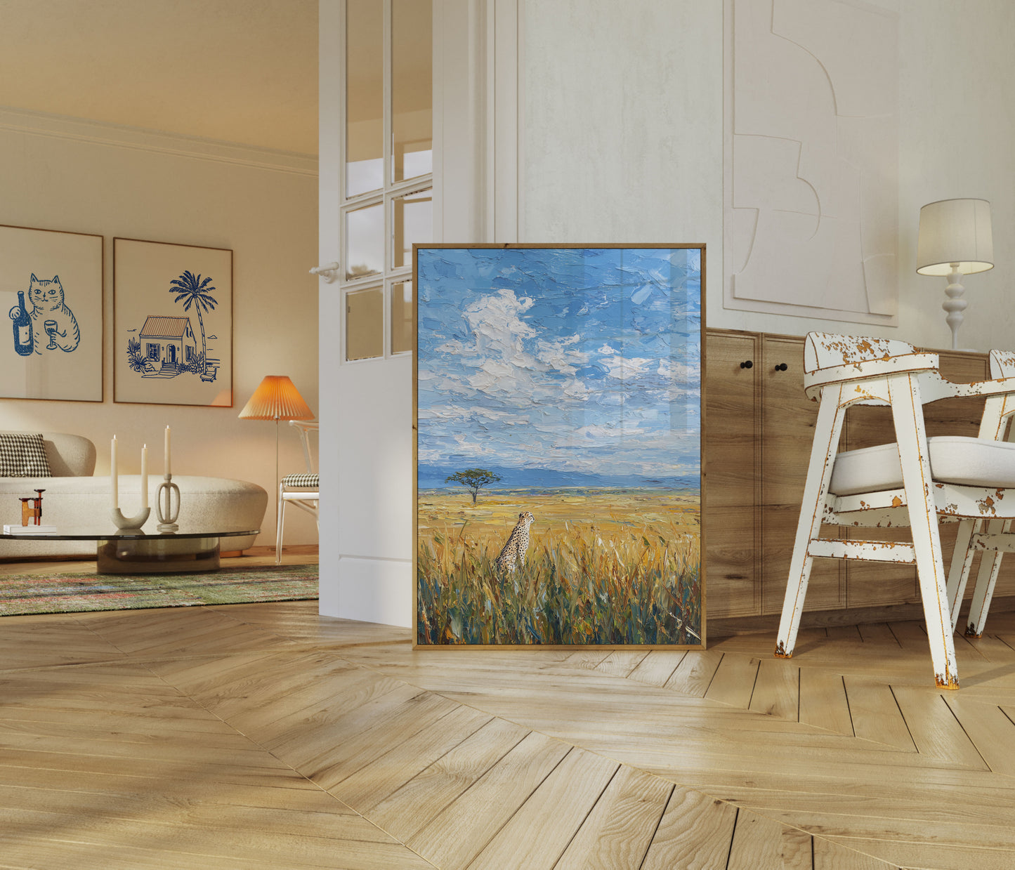 Póster de guepardo sereno de la sabana