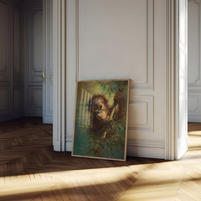 Young Orangutan in Jungle Poster