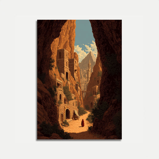 Affisch över arkitektur i gamla kanjonstäder