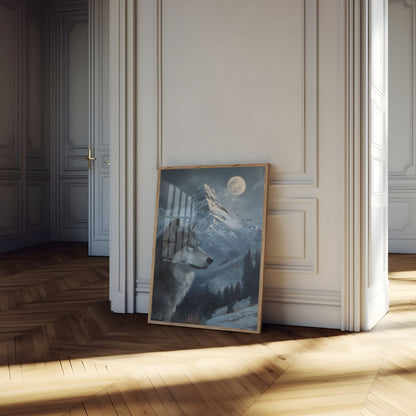 Moonlit Wolf Mountain Poster