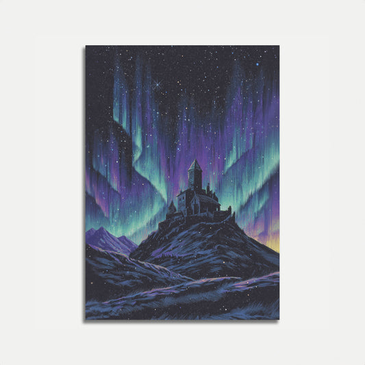 Aurora Borealis Slott Natt Affisch