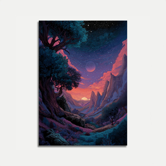 Celestial Dreamscape Mountain Poster