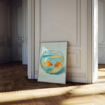 Goldfish Bowl Watercolor Poster
