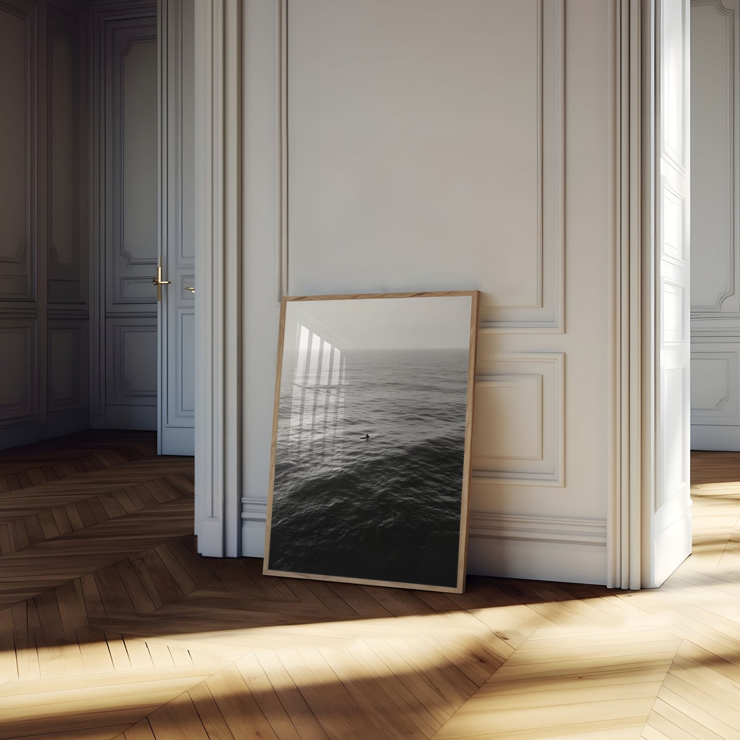 Solitary Surfer Ocean Poster