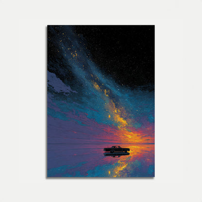 Vintage bil under stjernehimmel plakat