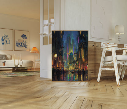 Cartaz da Rua Neon Cyberpunk City