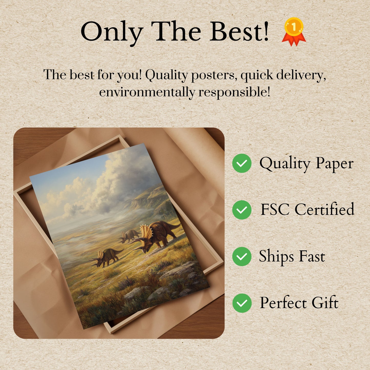 Ancient Triceratops Landscape Poster