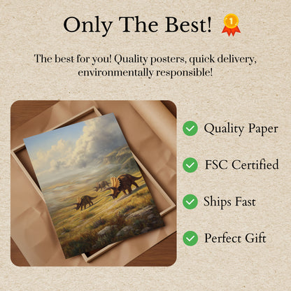 Ancient Triceratops Landscape Poster