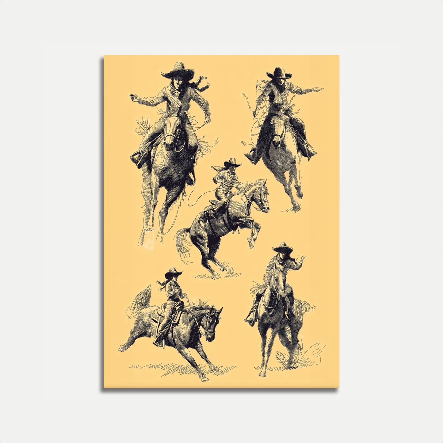 Wilder Westen Cowboy Skizzen Poster