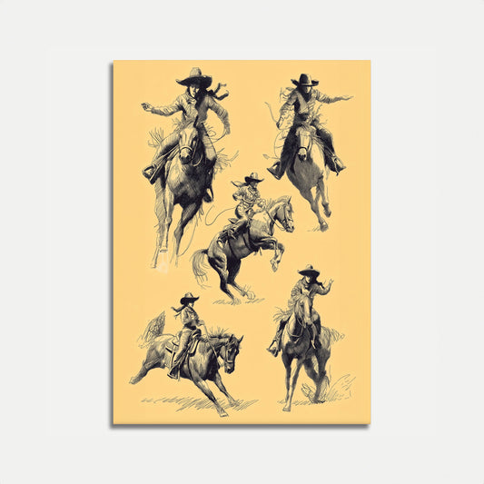 Wilder Westen Cowboy Skizzen Poster