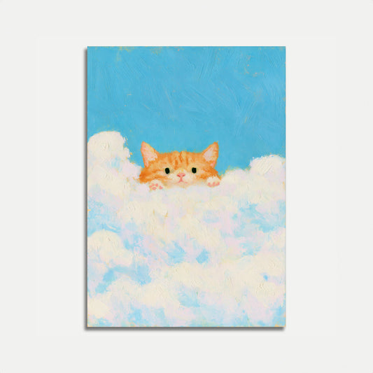 Póster de Gato Naranja en Nubes