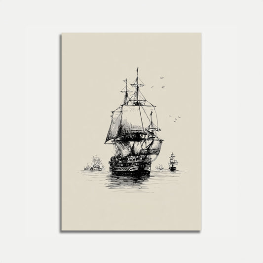 Vintage Nautical Sailing Ship Poster