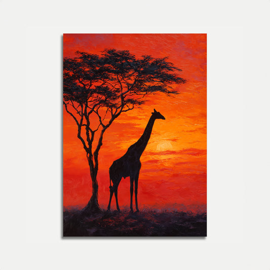 Giraffe African Sunset Poster