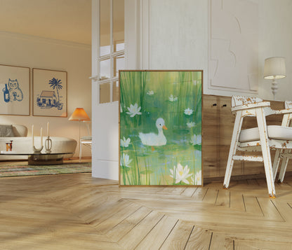 Poster Anatra Bianca tra Ninfee