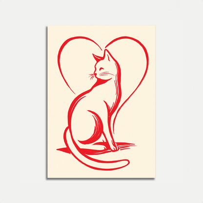 Cat Love Heart Line Poster