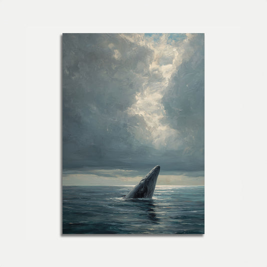 Pôster de Baleia Saltando Ondas do Oceano