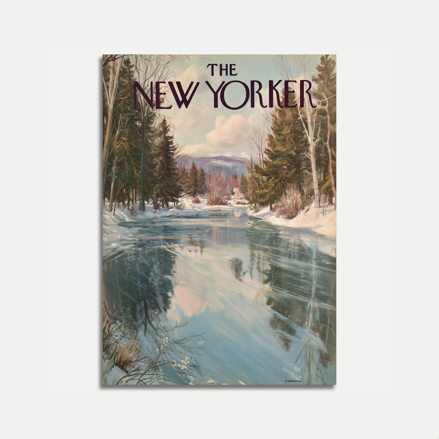 Serene Winter River New Yorker Poster